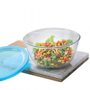 BOROSIL 0.9 L MICROWAVABLE MIXING BOWL WITH PLASTIC LID 