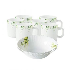 BOROSIL LARAH 8 PC SNACK SET OPALWARE 6 MUG - 2 BOWL