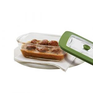 BOROSIL 1.1 LTR RECTANGULER DISH WITH GREEN LID