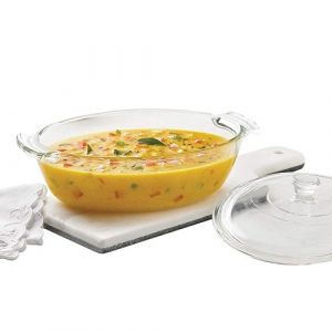 BOROSIL 1.3 LTR MICROWAVABLE DEEP OVAL CASSEROLE