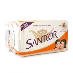 SANTOOR ALMOND SOFT WITH SANDAL & ALMOND MILK SOAP 4X100GM 