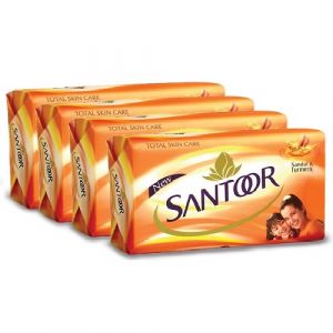 SANTOOR TOTAL SKIN CARE WITH SANDAL & TURMERIC 4X125GM (WITH FREE SANTOOR PUREGLO BATHING BAR 75GM