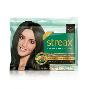 STREAX CREAM HAIR COLOUR 4 NATURAL BROWN POUCH
