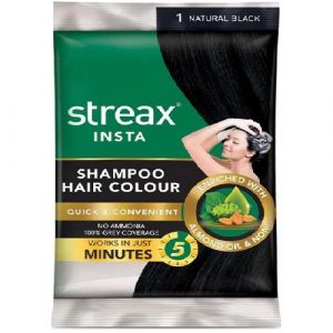 STREAX INSTA SHAMPOO HAIR COLOUR 1 NATURAL BLACK POUCH