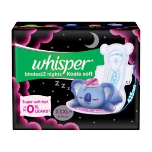 WHISPER BINDAZZZ NIGHTS NIGHTS KOALA SOFT XXXL+8 SANITARY PADS