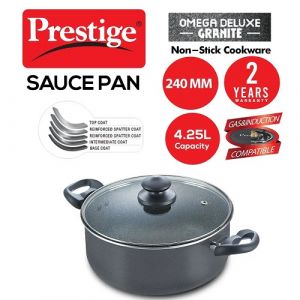OMEGA GRANITE COOKWARE SAUCE PAN 240MM WITH LID