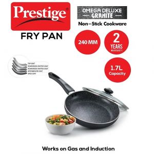 OMEGA GRANITE COOKWARE FRY PAN 240MM WITH LID