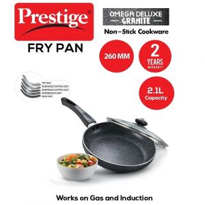 OMEGA GRANITE COOKWARE FRY PAN 260MM WITH LID