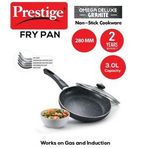 OMEGA GRANITE COOKWARE FRY PAN 280MM WITH LID