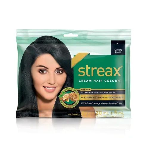 STREAX CREAM HAIR COLOUR 1 NATURAL BLACK POUCH STREAX CREAM HAIR COLOUR 1 NATURAL BLACK POUCH