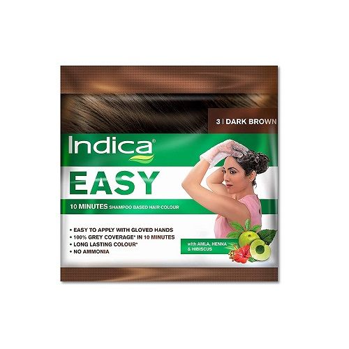 INDICA EASY 10 MINUTES SHAMPOO BASED HAIR COLOUR 3 DARK BROWN POUCH INDICA EASY 10 MINUTES SHAMPOO BASED HAIR COLOUR 3 DARK BROWN POUCH